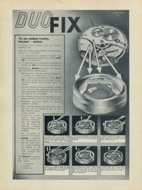 Parechoc DuoFix Vintage 1956 Swiss Print Ad Advert Suisse Publicite Horology Horlogerie