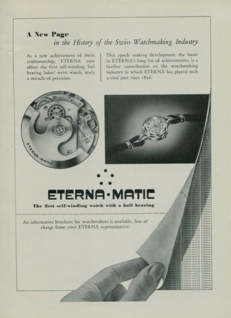 Eterna Watch Company Vintage 1950 Swiss Ad Eterna Matic Switzerland Suisse Advert