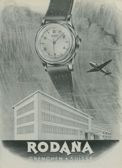 1950 Rodana Watch Company Grenchen Switzerland Vintage 1950 Swiss Ad Suisse Advert