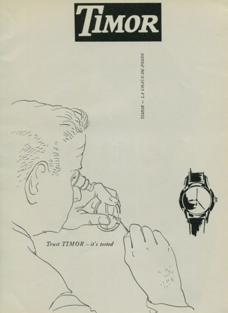 1950 Timor Watch Company Vintage 1950 Swiss Ad Suisse Advert Switzerland Horlogerie