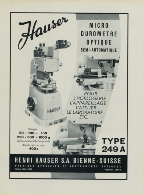 Hauser Machine Company 1956 Swiss Ad Suisse Advert Henri Hauser S.A. Horlogerie Horology