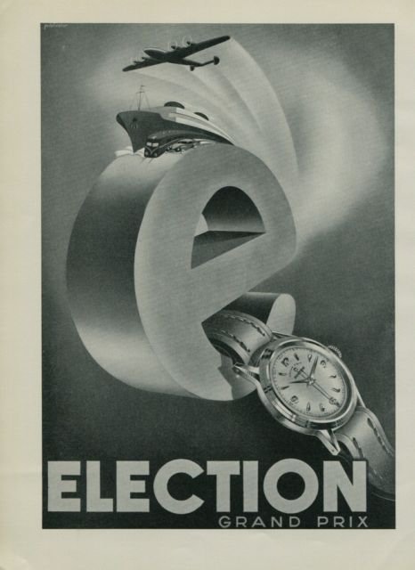1950 Election Watch Company Vintage 1950 Swiss Ad Switzerland Suisse Advert Horology