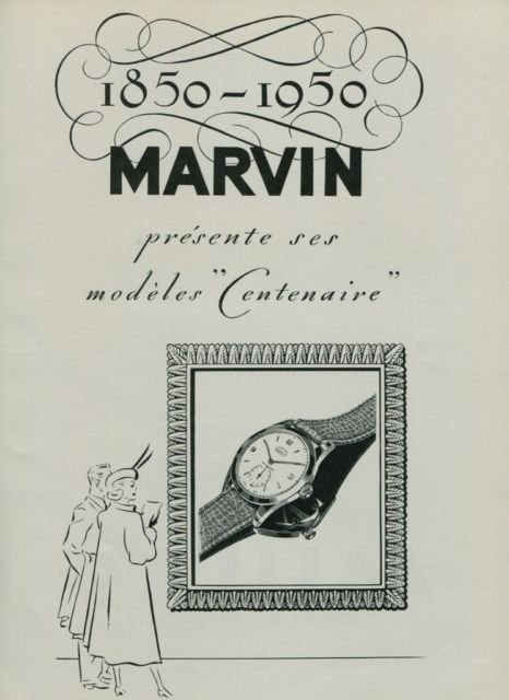 1950 Marvin Watch Company Centenaire 100 Year Anniversary Vintage 1950 Swiss Ad Suisse Advert
