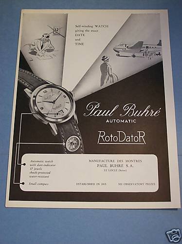 1951 Paul Buhre Watch Company Vintage 1951 Swiss Ad Suisse Advert Switzerland