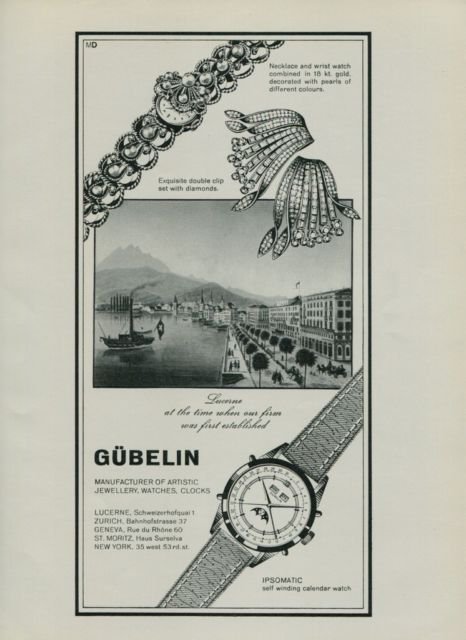 1950 Gubelin Watch Company Switzerland Vintage 1950 Swiss Ad Suisse Advert Horlogerie Horology
