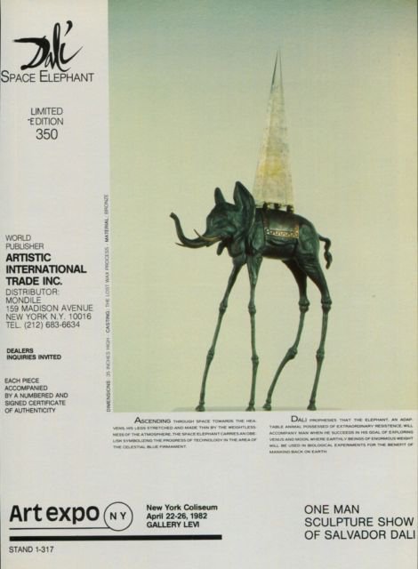 Salvador Dali Space Elephant Vintage 1982 Art Ad Advert Advertisement