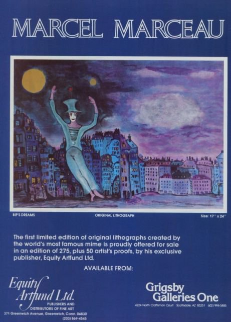 1982 Marcel Marceau Bip's Dreams Vintage 1982 Art Ad Mime Advertisement