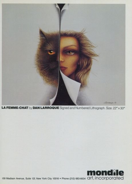 Dan Larroque Vintage 1982 Art Ad La Femme-Chat Advert Advertisement