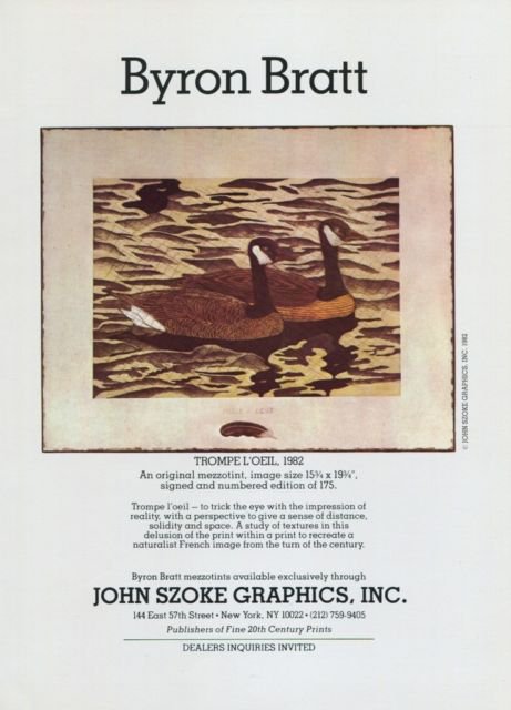 Byron Bratt Vintage 1982 Art Ad Magazine Advert Trompe L'Oeil