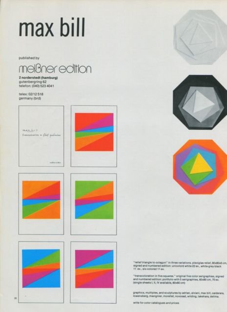 1975 Max Bill Transcoloration in Five Squares Vintage 1975 Art Ad Advertisement