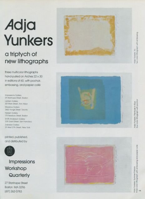 Adja Yunkers Vintage 1975 Art Ad Summer Palace Plentitude in Blue Yo