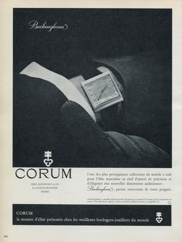 1965 Corum Watch Company Swiss Ad Suisse Advert La Chaux-de-Fonds Switzerland