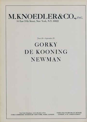 1969 Gorky De Kooning Newman Vintage 1969 Art Exhibition Ad Advert M. Knoedler & Co., NY