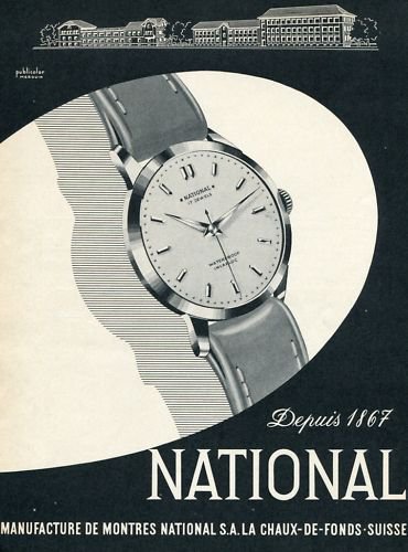 1957 National Watch Company Switzerland Vintage 1957 Swiss Ad Suisse Advert Horology