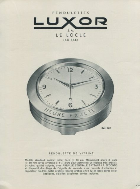 1956 Luxor Clock Company Switzerland Vintage 1956 Swiss Ad Suisse Advert Horology Horlogerie