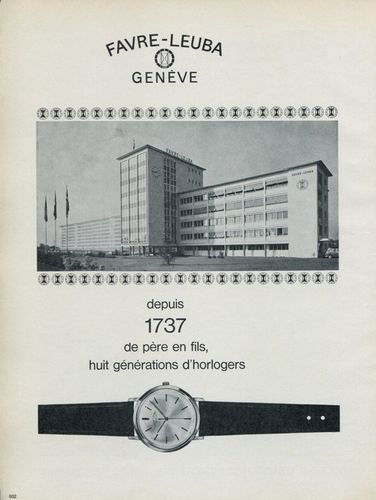 1965 Favre-Leuba Watch Company Switzerland 1965 Swiss Ad Suisse Advert Horology Horlogerie