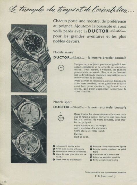 Ductor Watch Company Switzerland Northline Vintage 1956 Swiss Ad Suisse Advert