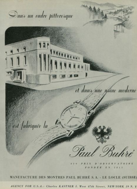 1950 Paul Buhre Watch Company Vintage 1950 Swiss Ad Suisse Advert Switzerland Horology
