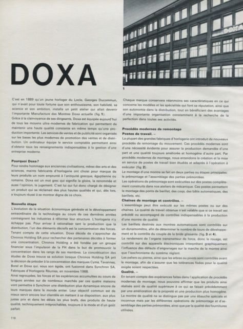 Doxa Watch Company Switzerland Vintage 1970 Swiss Magazine Article Suisse Horlogerie