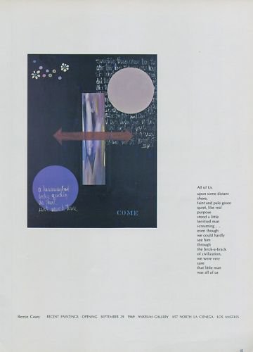 Bernie Casey Vintage 1969 Art Exhibition Ad Ankrum Gallery, Los Angeles Advert