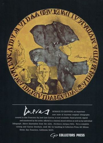 1969 Jose Luis Cuevas Homage to Quevedo Hechizera Antigua (#165) 1969 Art Ad Advertisement