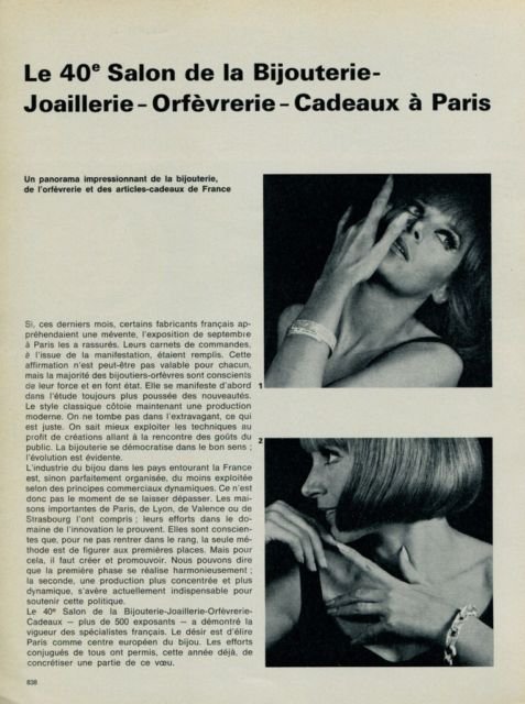 1965 Le 40e Salon de la Bijouterie Joaillerie Orfevrerie Paris 1965 Swiss Magazine Clipping Suisse
