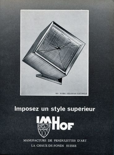 1965 Imhof Clock Company Switzerland 1965 Swiss Ad Suisse Advert Horology
