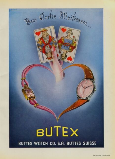1950 Butex Watch Company Vintage 1950 Swiss Ad Switzerland Buttes Suisse Advert