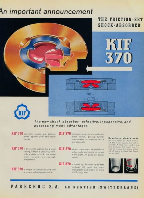 1950 KIF 370 Parechoc Watch Parts Company 1950 Swiss Ad Suisse Advert Horology Horlogerie
