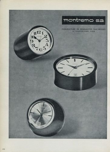1965 Montremo Clock Company Switzerland Vintage 1965 Swiss Ad Suisse Advert