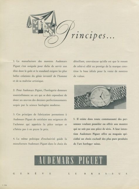 Audemars Piguet Watch Company Vintage 1956 Swiss Ad Suisse Advert Horology