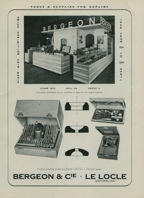 Bergeon & Cie Watch Tools Company 1950 Swiss Ad Suisse Advert Switzerland Horology