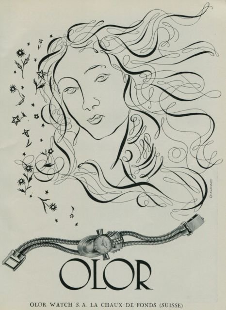 1950 Olor Watch Company La Chaux-de-Fonds Switzerland Vintage 1950 Swiss Ad Suisse Advert
