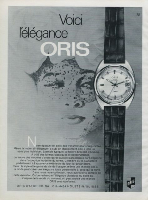 Oris Watch Company Holstein Switzerland Vintage 1970 Swiss Ad