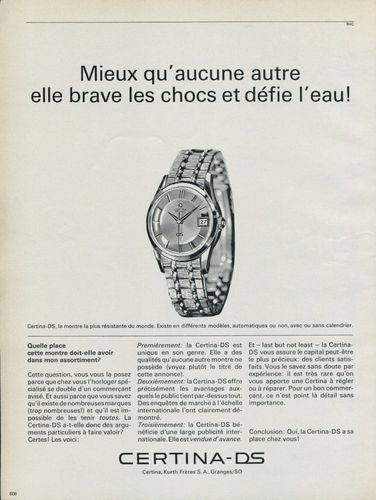 Certina Watch Company Vintage 1965 Swiss Ad Switzerland Suisse Advert