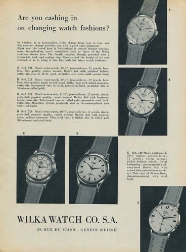 1957 Wilka Watch Company Switzerland Vintage 1957 Swiss Ad Suisse Advert Horology