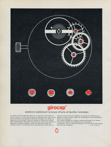 1965 Girocap Portescap Watch Parts Company 1965 Swiss Ad Suisse Advert Horology