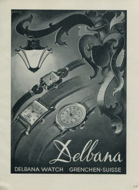 Delbana Watch Company Grenchen Switzerland Vintage 1956 Swiss Ad Suisse Advert