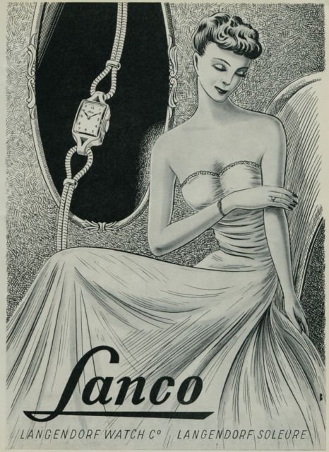 1950 Lanco Watch Company Langendorf Switzerland Vintage 1950 Swiss Ad Suisse Advert Horology