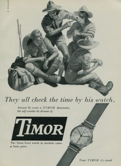 1950 Timor Watch Company Switzerland Vintage 1950 Swiss Ad Suisse Advert
