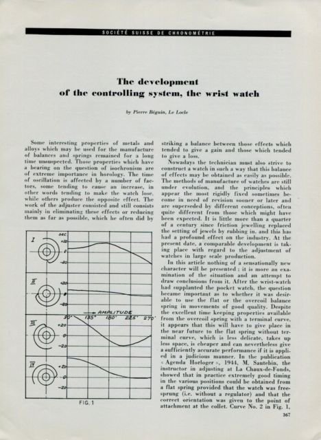 1949 Development of the Controlling System of Wrist Watch 1949 Swiss Magazine Article Horology