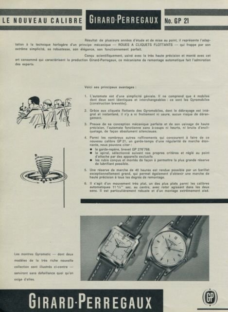 1956 Girard-Perregaux Watch Company Switzerland Vintage 1956 Swiss Ad Suisse Advert