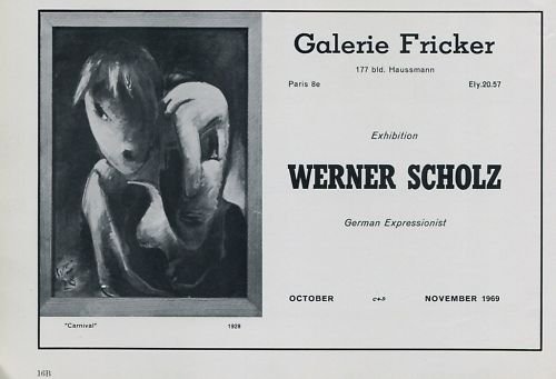 1969 Werner Scholz Carnival Vintage 1969 Art Exhibition Ad Advert Galerie Fricker