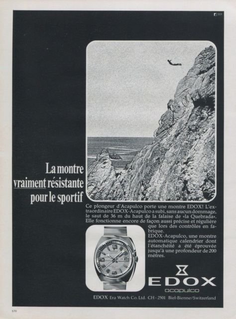 Edox Watch Company Era Watch Company Switzerland 1969 Swiss Ad Suisse Advert