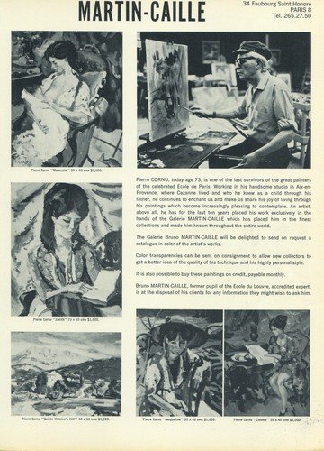 1968 Pierre Cornu Vintage 1968 Art Ad Advert Galerie Bruno Martin-Caille Advertisement