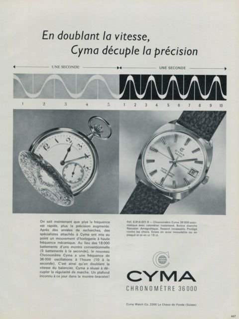 Cyma Watch Company Switzerland Vintage 1968 Swiss Ad Suisse Advert Horology