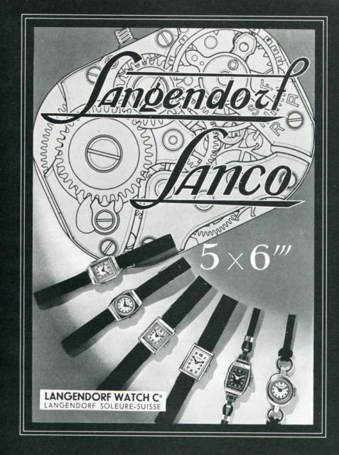1939 Langendorf Watch Company Lanco Watch Co Switzerland Vintage 1939 Swiss Ad Suisse Advert