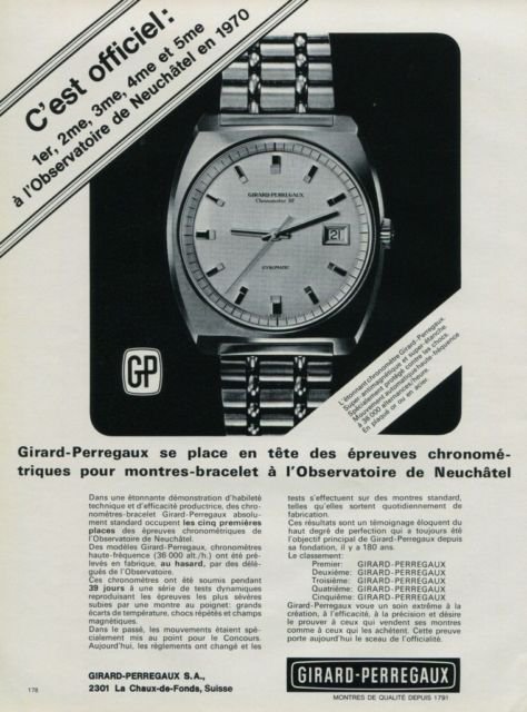 1972 Girard-Perregaux Watch Company Switzerland Vintage 1972 Swiss Ad Suisse Advert