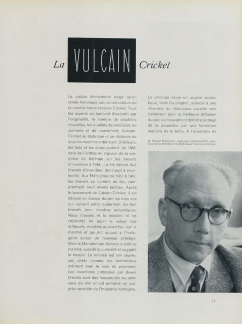 1956 La Vulcain Cricket Vintage 1956 Swiss Magazine Article Suisse Horlogerie Horology Switzerland