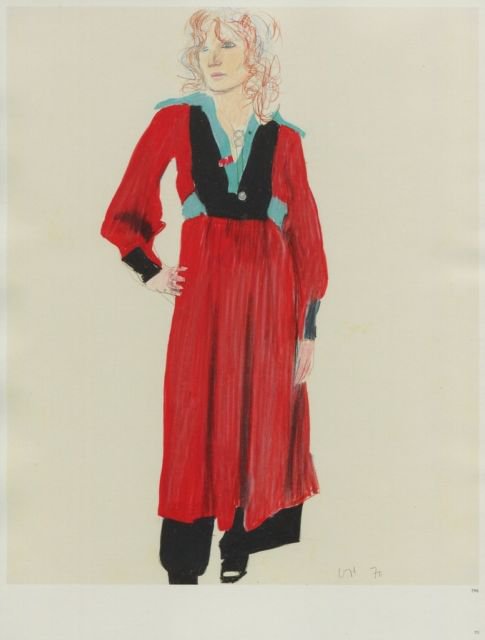David Hockney Celia in Red Art Ad Advertisement